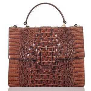 BRAHMIN Francine Pecan Leather Handbag, Medium Sz